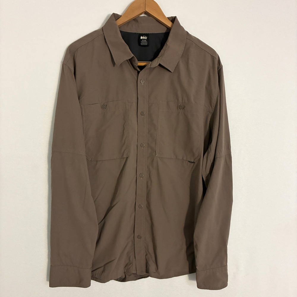 REI Co-op Sahara Shirt Mens XL Long Sleeve Button Vented Nylon Hiking Gorpcore